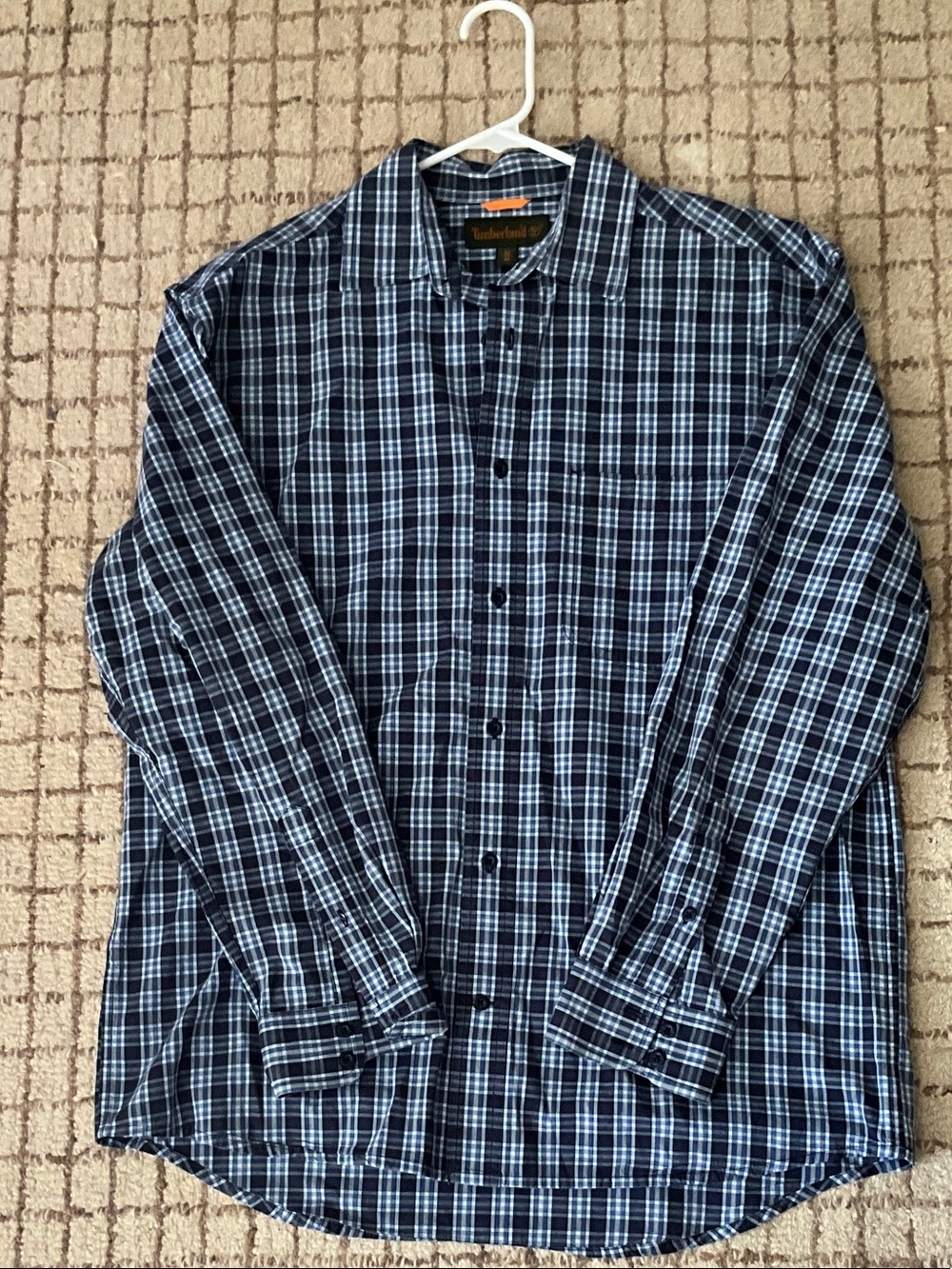 Timberland Navy & White Plaid Casual Button-Down Shirt